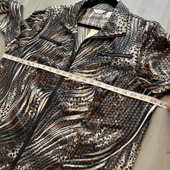 NWT Laura Ashley Zebra Tiger Stripe Full Zip Sequins Shacket Jacket Sz 1X Shiny - Picture 6 of 7